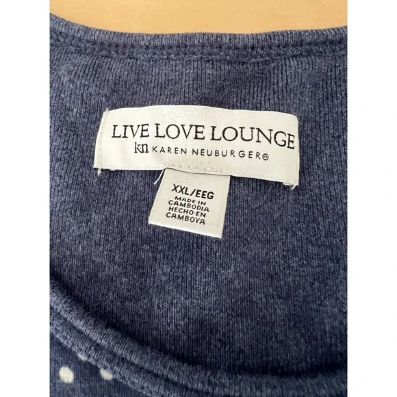 Live Love Lounge by Karen Neuburger Women's XXL‎ Soft Blue White Dot Tank Top - Picture 6 of 8